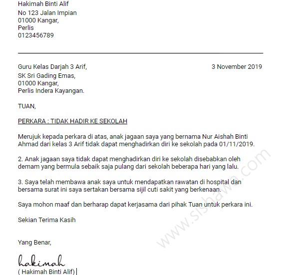 Panduan Lengkap : 9 Contoh Tulis Surat Rasmi Tidak Hadir 