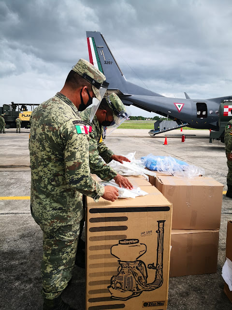 Ejército traslada a Mérida insumos médicos y equipo de protección. SEDENA