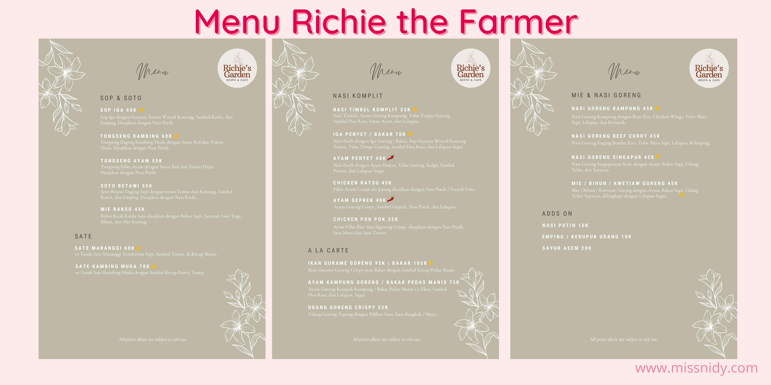 harga menu richie the farmer