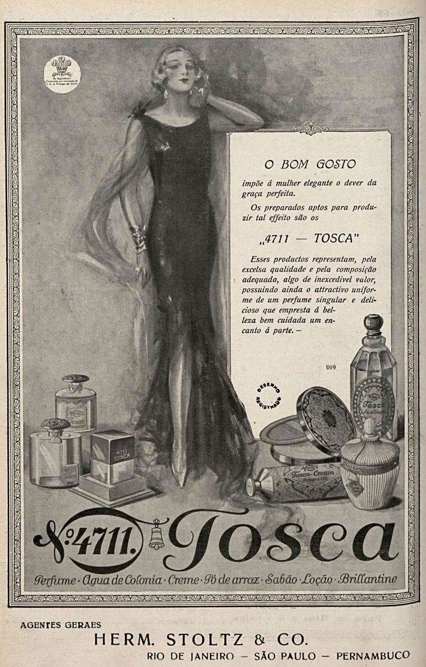 Anúncio veiculado em 1931 da marca Tosca promovendo sua linha de perfumaria