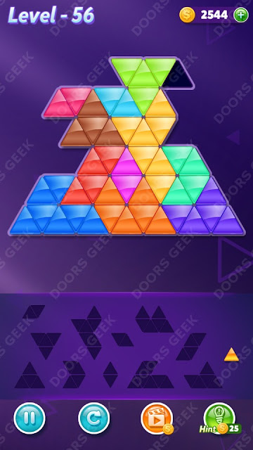 Block! Triangle Puzzle 12 Mania Level 56 Solution, Cheats, Walkthrough for Android, iPhone, iPad and iPod