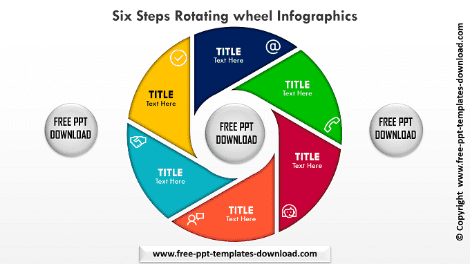 Six Steps Rotating Wheel Infographics Template Download
