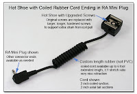 HS1004: Hot Shoe with Coiled Rubber Cord Ending in RA Mini Plug