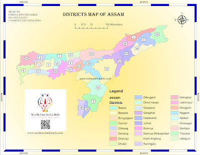 Assam political, administrative, district map