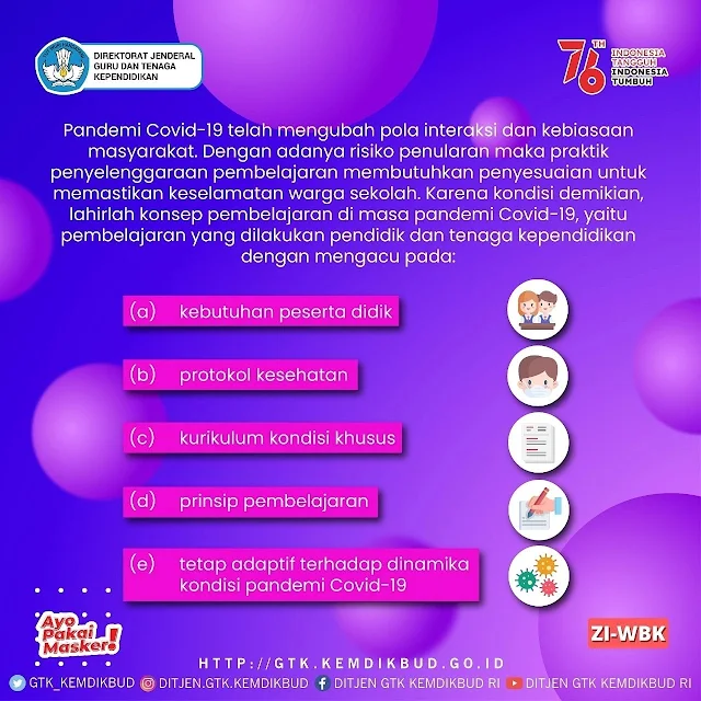 Buku Panduan Penyelenggaraan Pembelajaran PAUDDIKDASMEN di Masa Pandemi Covid-19, konsep pembelajaran di masa pandemi Covid-19, yaitu pembelajaran yang dilakukan pendidik dan tenaga kependidikan