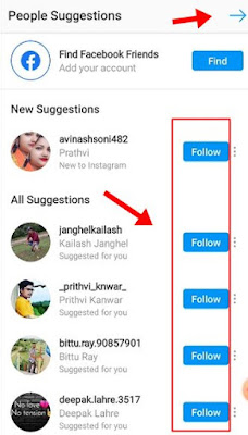 apne firends ko follow kare ya arrow par click kare