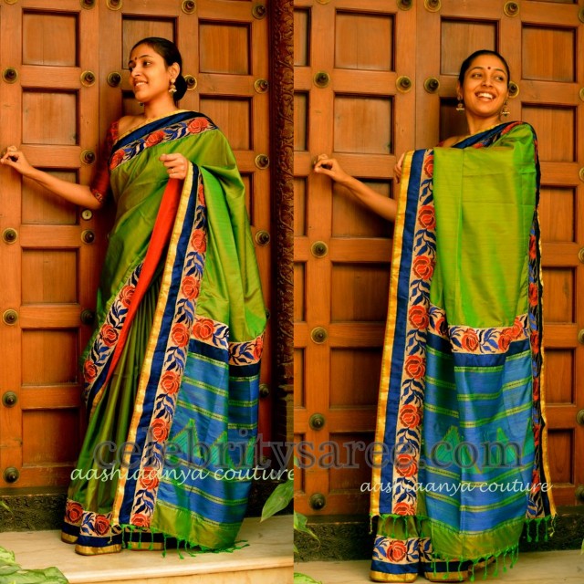 Kanchi Saree with Floral Border