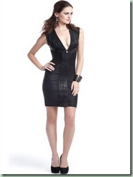 Herve-Leger-Deep-v-neck-Zip-Dress-Black