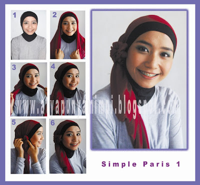 Cara Memakai Jilbab Paris Simple 1