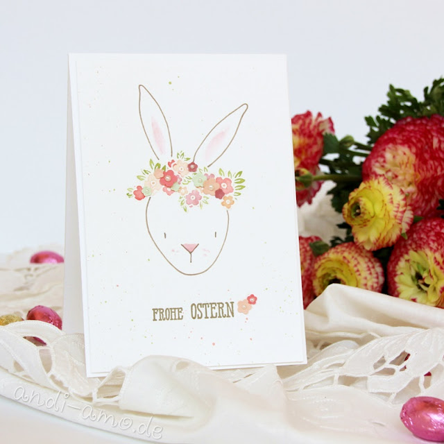 DIY Osterkarte Hase mit Blumenkranz Stampin Up