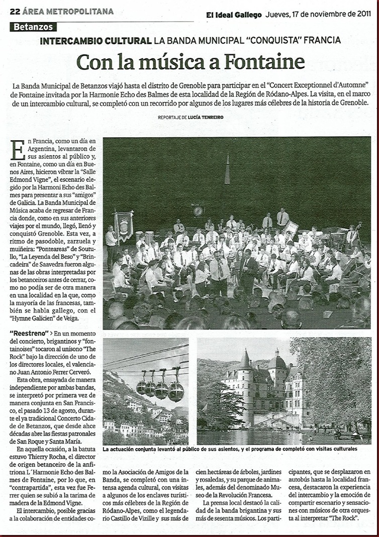  Recorte del periódico “El Ideal Gallego” correspondiente al jueves 17 de noviembre de 2011