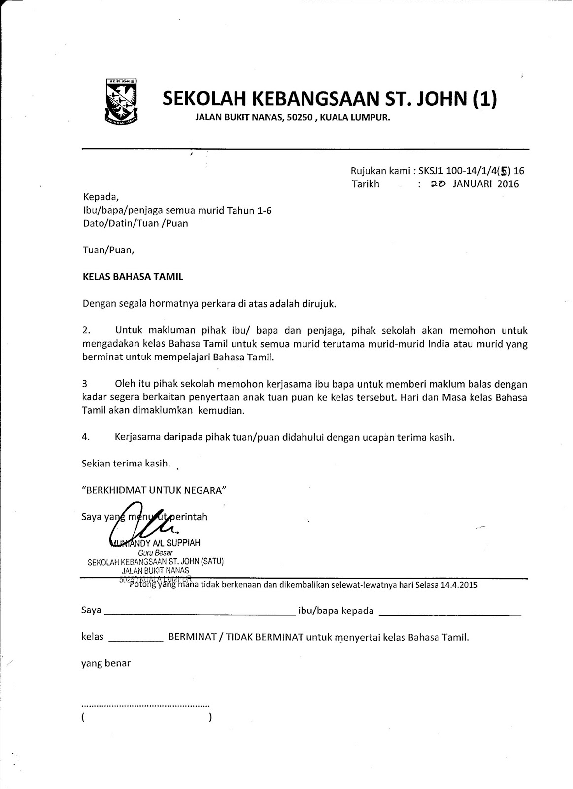 Surat Makluman Kelas Tasmik