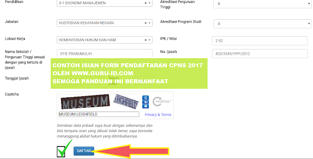 gambar cara pengisian form pendaftaran cpns di sscn bkn go id