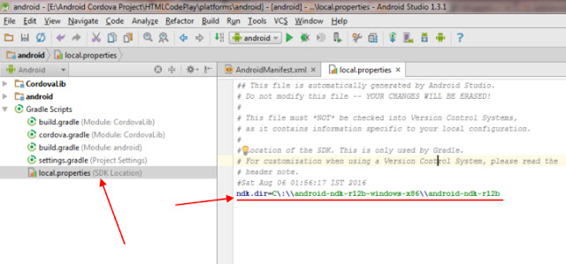 NDK directory set in local.properties