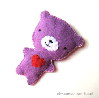 Purple Teddy Bear on Mika Art Blog  Purple Teddy Bear Felt Brooch