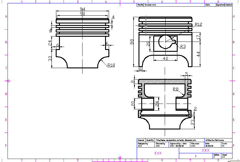 Techdrawing: DRAWING PISTON