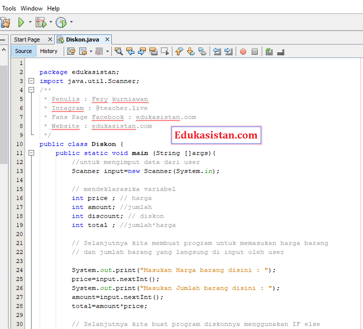 Source code Program Diskon Java
