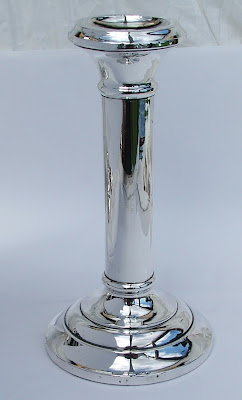 Antique solid sterling silver candlestick, 6.8" high, 1918