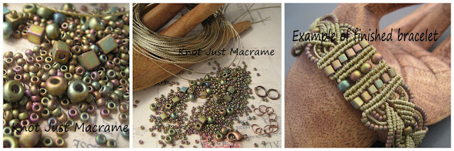 Matte Metallic Khaki Iris Leaves Micro Macrame Bracelet Kit