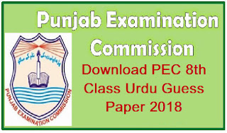 Download PEC 8th Class Urdu Guess Paper 2018