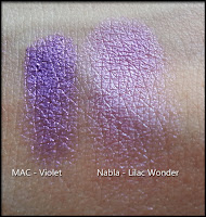 Nabla Cosmetics - Butterfly Valley - Lilac Wonder a confronto con il pigmento Violet di MAC Cosmetics