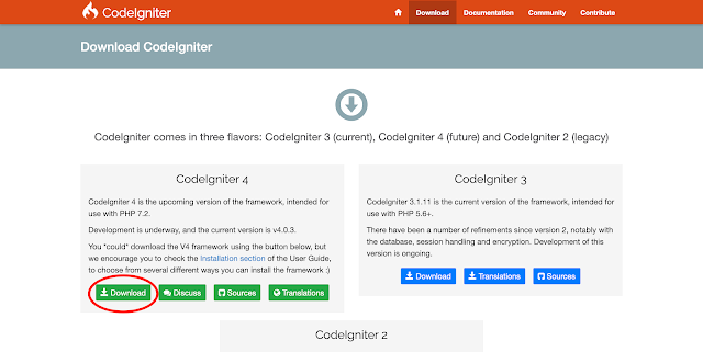 前往CodeIgniter 官網下載 CodeIgniter 4