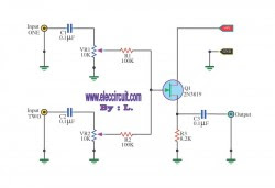 Using  FET 2n3819 simple audio mixer circuit