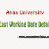 Anna University Last working day -  Attendance closing date