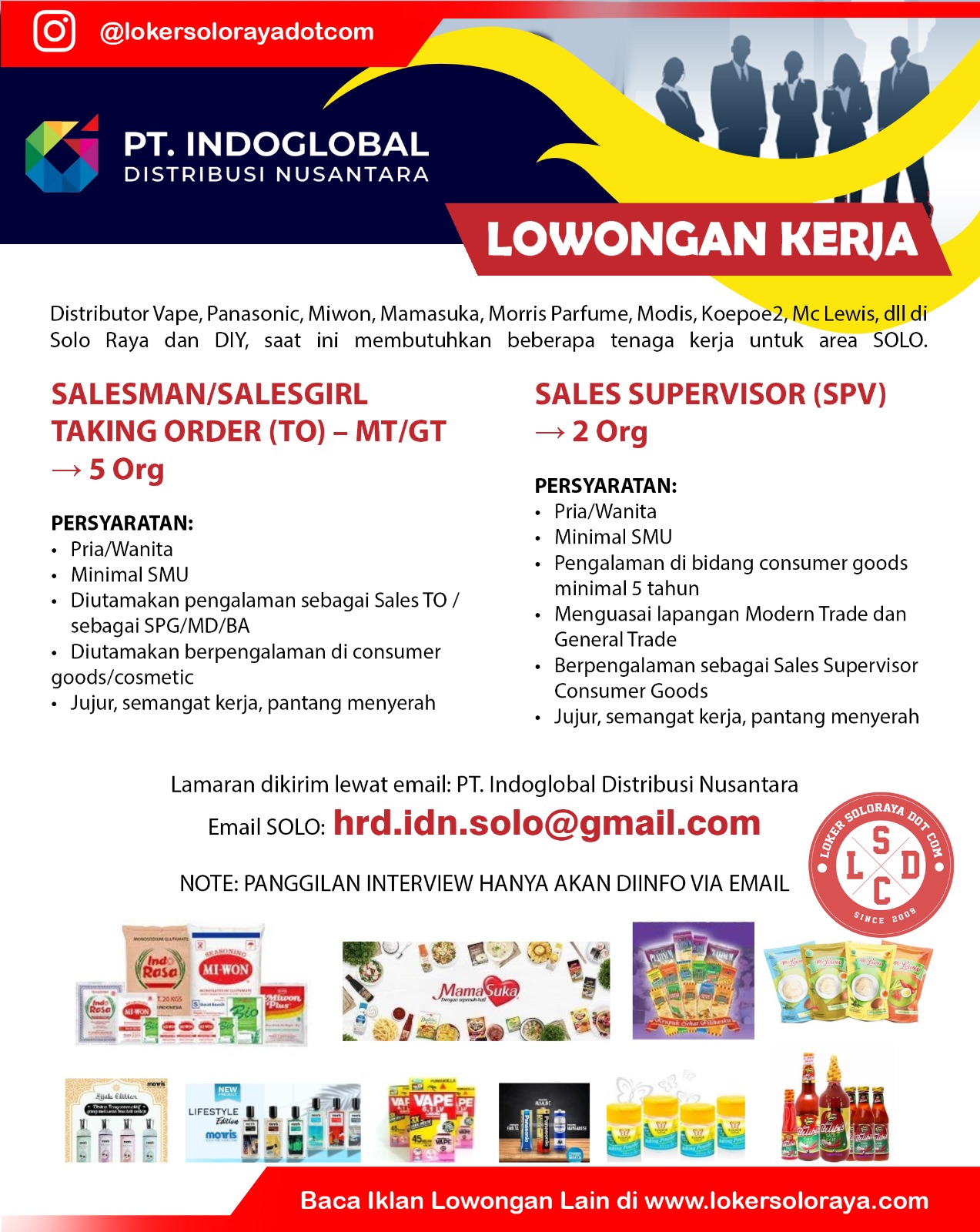 Loker Solo Raya di Perusahaan Distributor PT Indoglobal Distribusi Nusantara