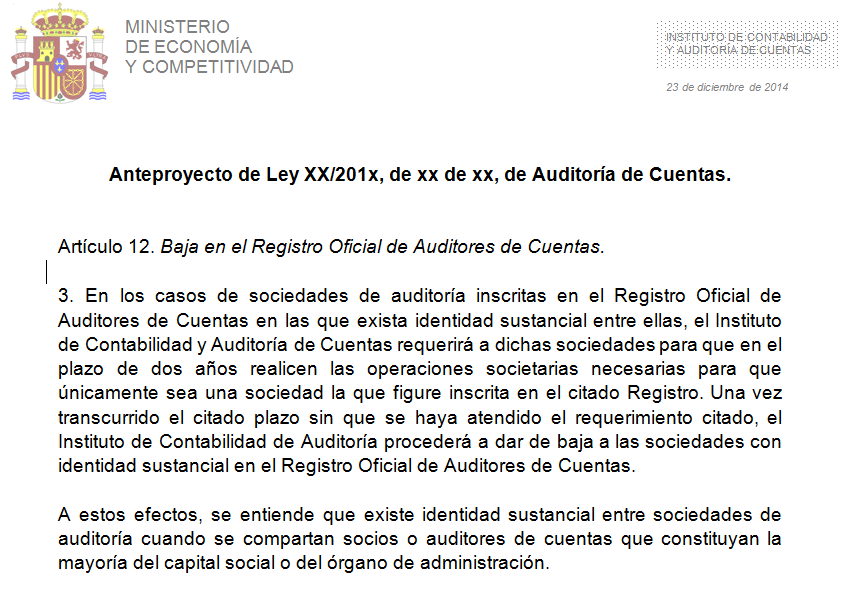 Anteproyecto Ley Auditoría de Cuentas