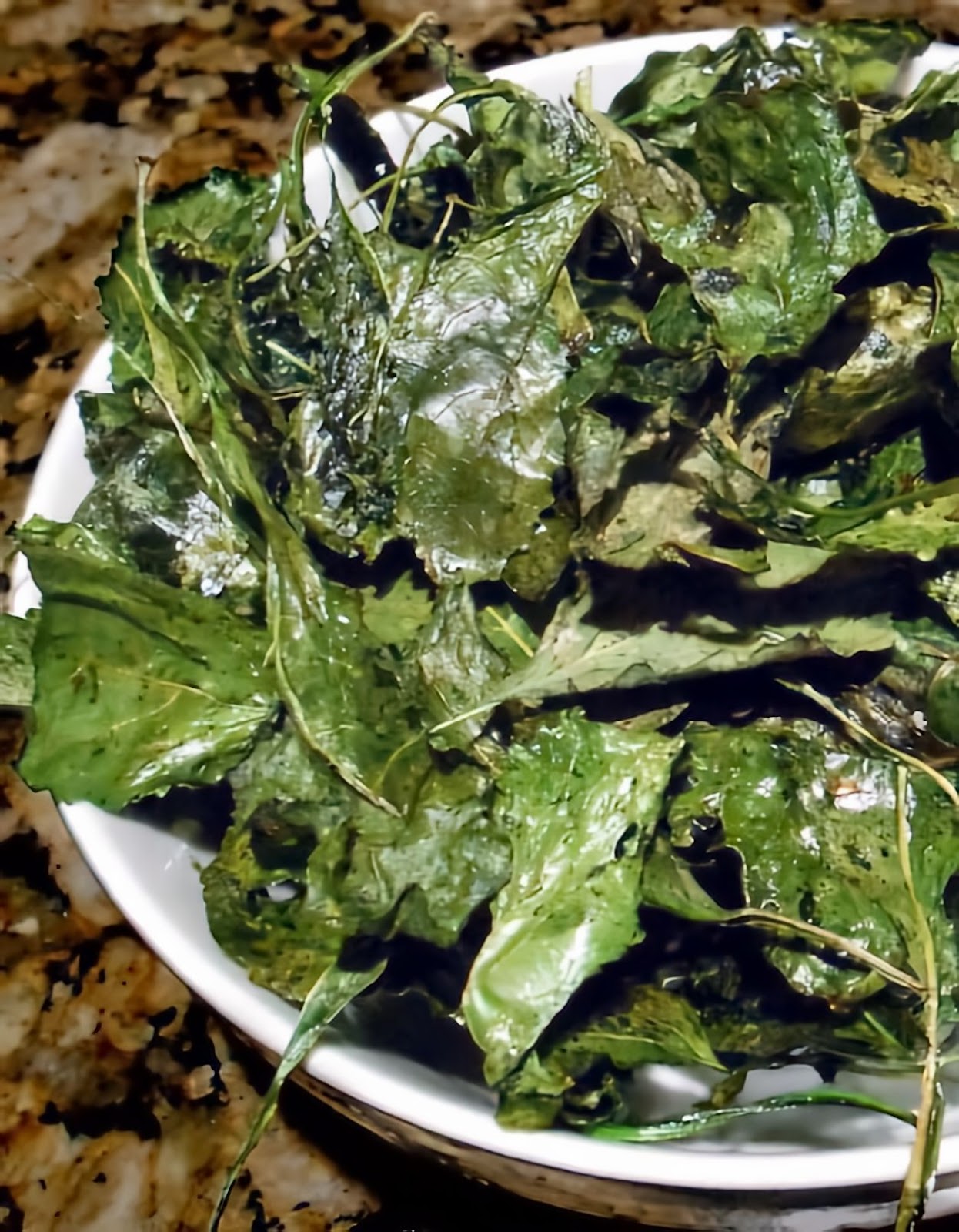 toasted baby kale chips