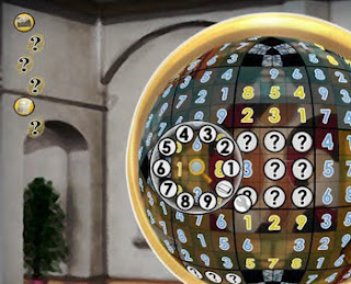 Sudoku Ball Detective video game screen showing ball with letters
