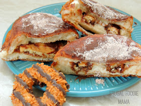 You only need 5 ingredients & just 20 minutes to make these decadent & easy to make Girl Scout Cookie Stuffed Donuts.