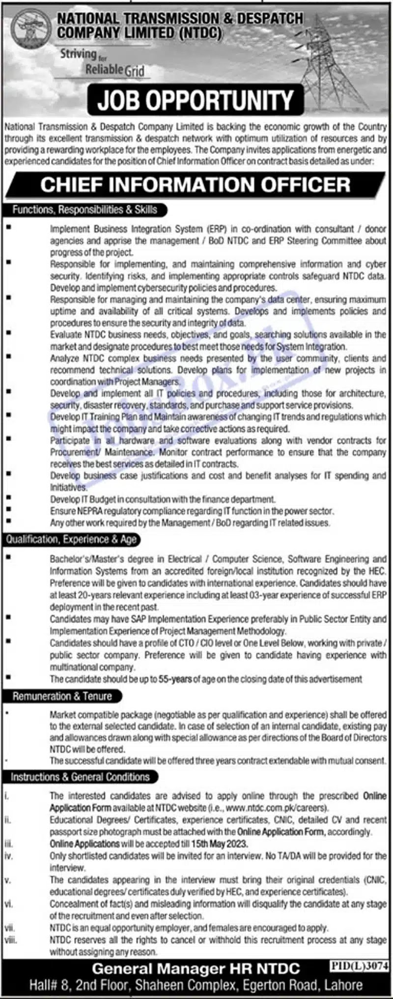 National Transmission & Dispatch Company Limited  NTDC jobs in 2023
