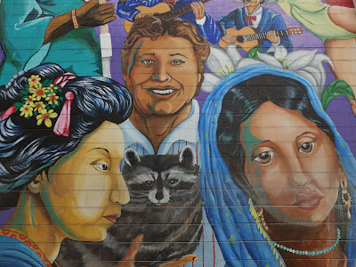 The Rainbow of Diversity Mural, Left to Right: Scenes from panels 1 -3