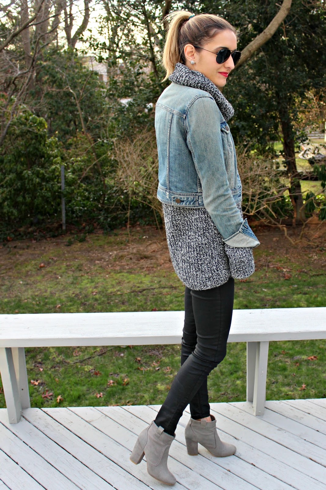 Wearing denim jacket in winter