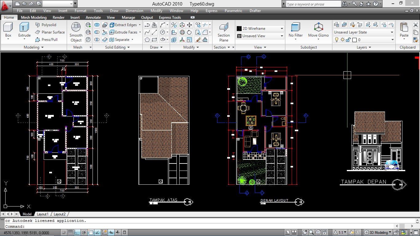 Download gambar kerja rumah  type  60