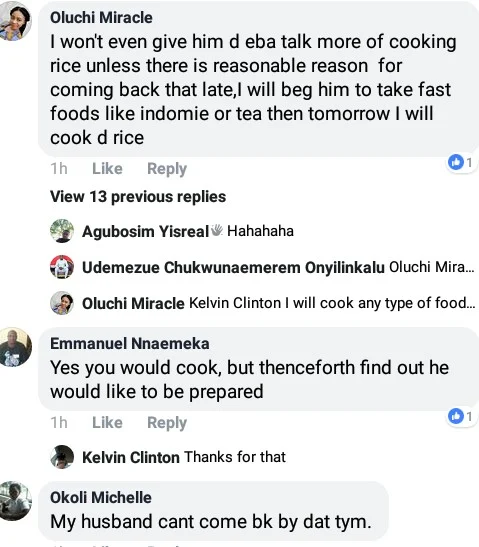 Your husband returns home at 12 midnight, you serve him Eba and he asks for rice. Will you cook it? - Nigerian women respond