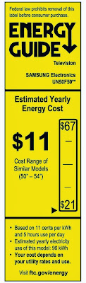 Samsung UN40F5000 standart govern energy