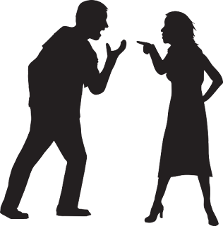 Graphic of a man and woman yelling at one another.