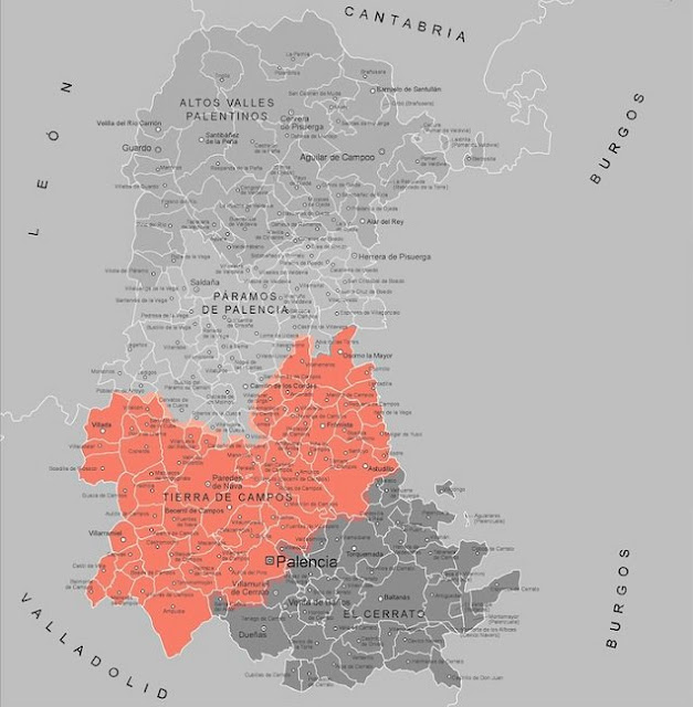 Mapa de comarcas de Palencia