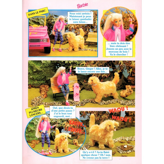 Troisième page du roman-photos de Barbie et son chien Ginger.