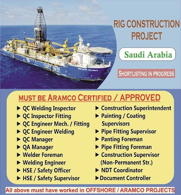 Oil and Gas jobs in Saudi Arabia for Rig construction project