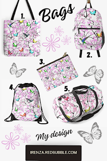 Cherry blossoms with butterflies and birds Bags.