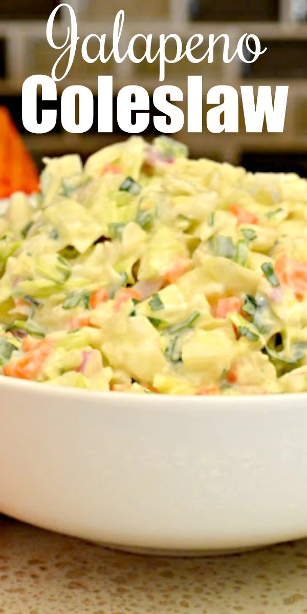 Jalapeno Coleslaw Recipe with lime and cilantro is the perfect side dish recipe for barbecues and picnics from Serena Bakes Simply From Scratch.
