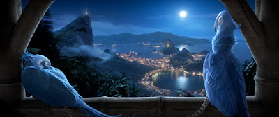 Rio: Blu e Jade com uma linda paisagem do Rio de Janeiro de fundo