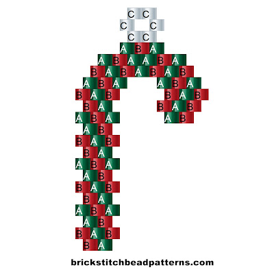 Free brick stitch seed bead weaving pattern labeled color chart