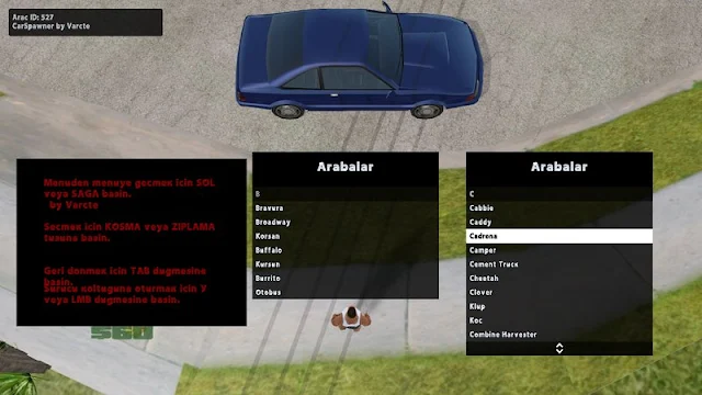 GTA San Andreas Car Spawner Cheat Menu