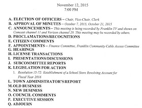 Town Council Agenda for Nov 12