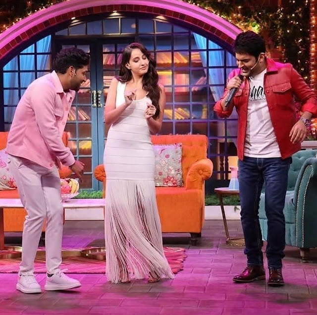 Punjabi Singer Guru Randhawa and Nora Fatehi wtih Kapil Sharma